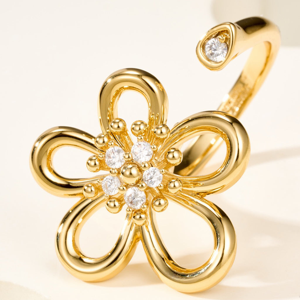 [GALE JURI]  FLOWERLACE OPEN RING 5 DIAMONDS