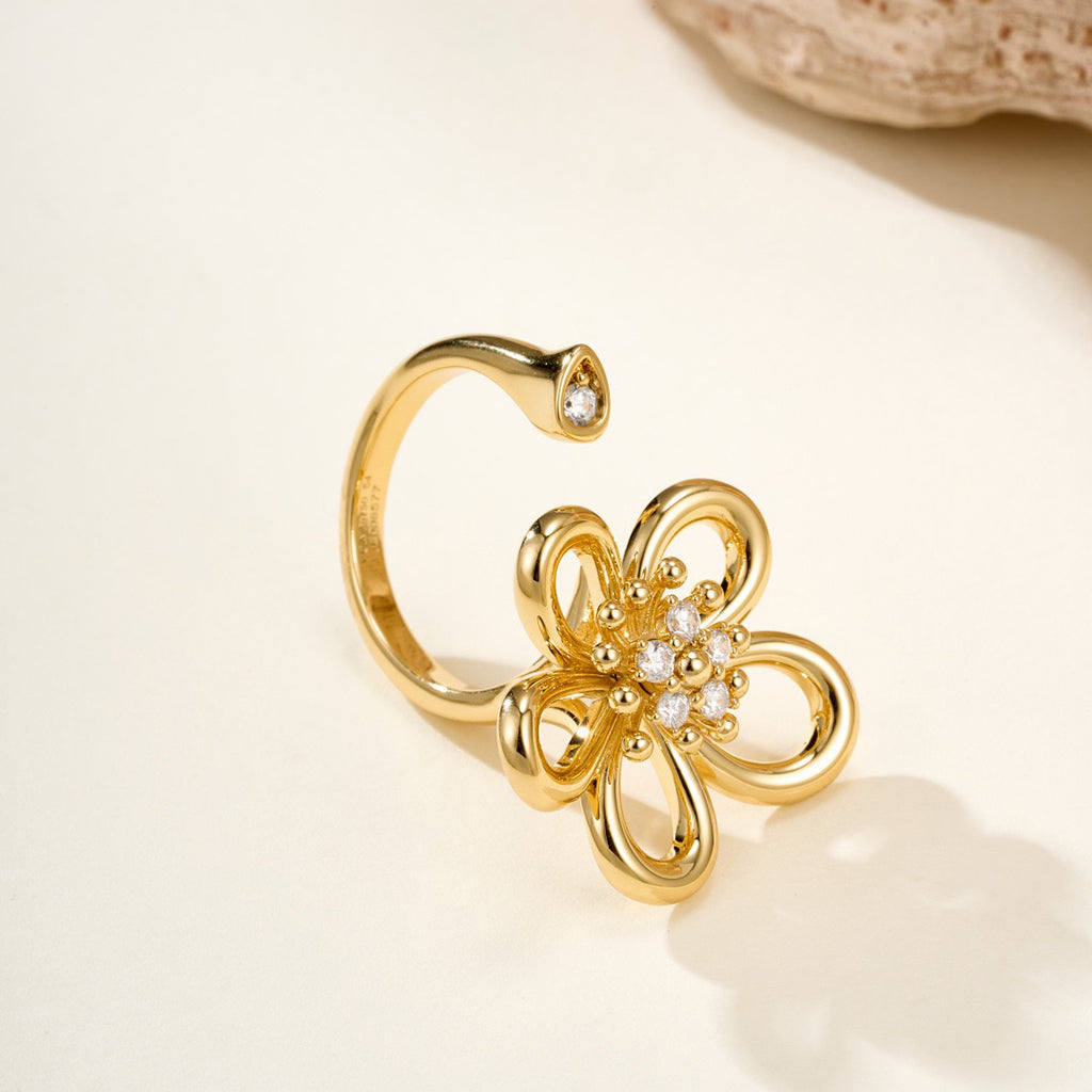 [GALE JURI]  FLOWERLACE OPEN RING 5 DIAMONDS
