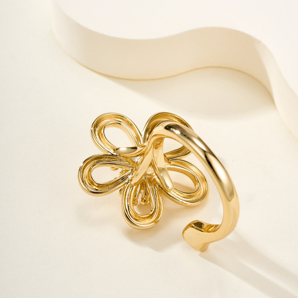 [GALE JURI]  FLOWERLACE OPEN RING 5 DIAMONDS