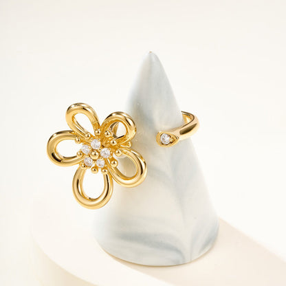 [GALE JURI]  FLOWERLACE OPEN RING 5 DIAMONDS