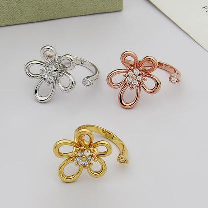 [GALE JURI]  FLOWERLACE OPEN RING 5 DIAMONDS