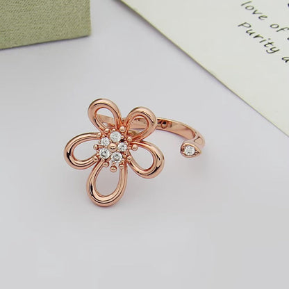 [GALE JURI]  FLOWERLACE OPEN RING 5 DIAMONDS