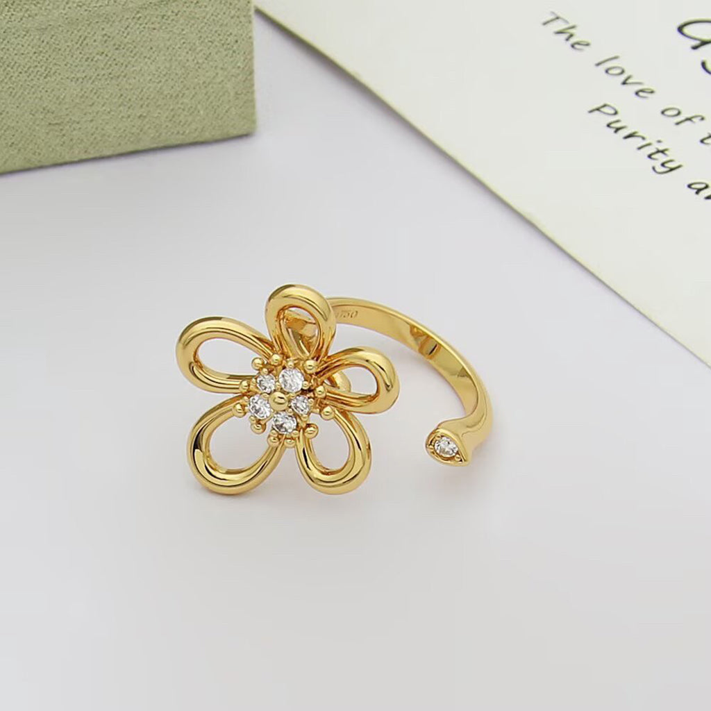 [GALE JURI]  FLOWERLACE OPEN RING 5 DIAMONDS