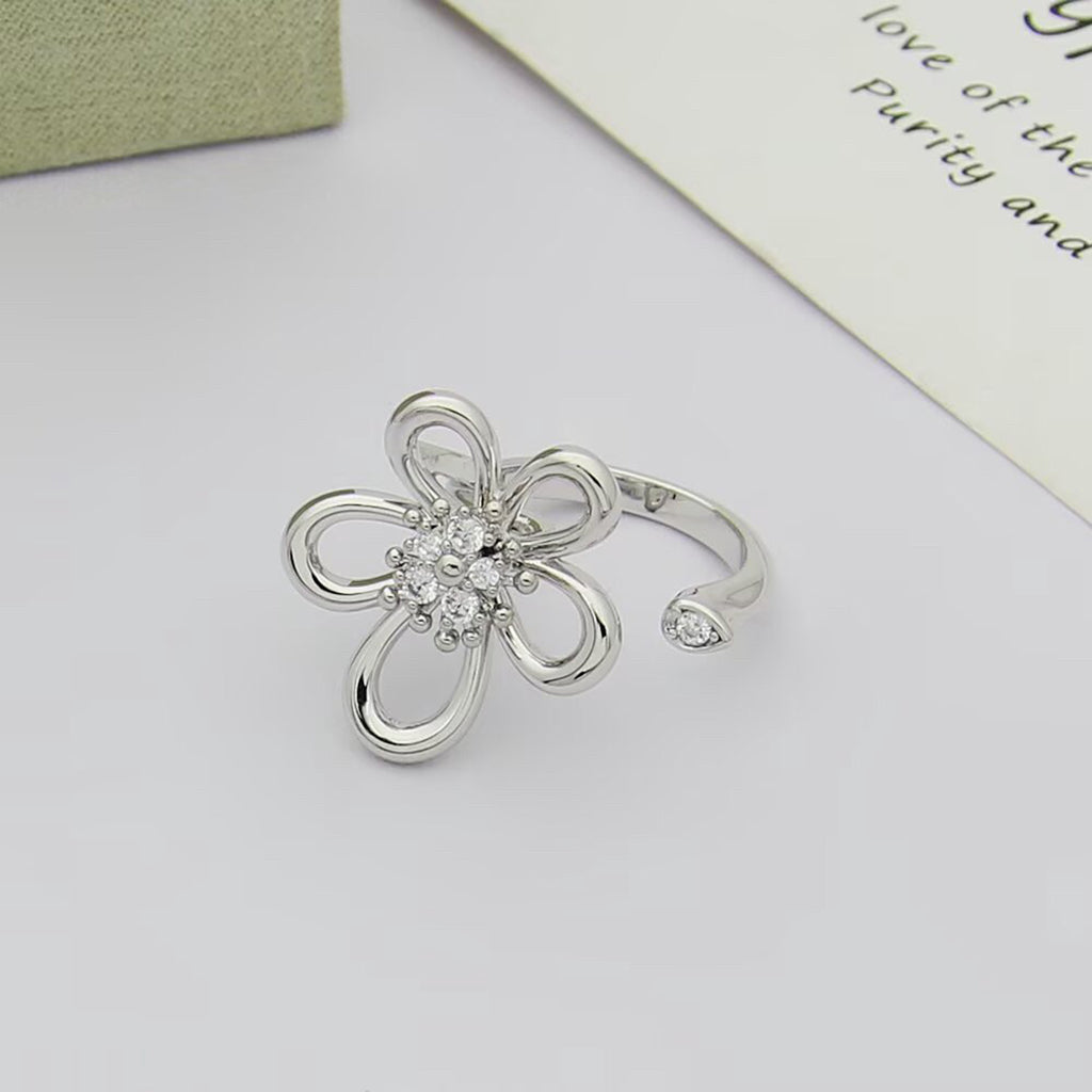 [GALE JURI]  FLOWERLACE OPEN RING 5 DIAMONDS