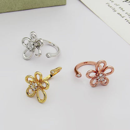 [GALE JURI]  FLOWERLACE OPEN RING 5 DIAMONDS
