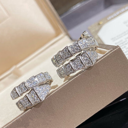 [GALE]SERPENTI DOUBLE RING SILVER DIAMOND PAVED