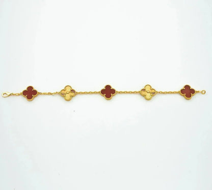 [GALE] CLOVER 5 MOTIF RED CORNELIAN BRACELET COLLECTION