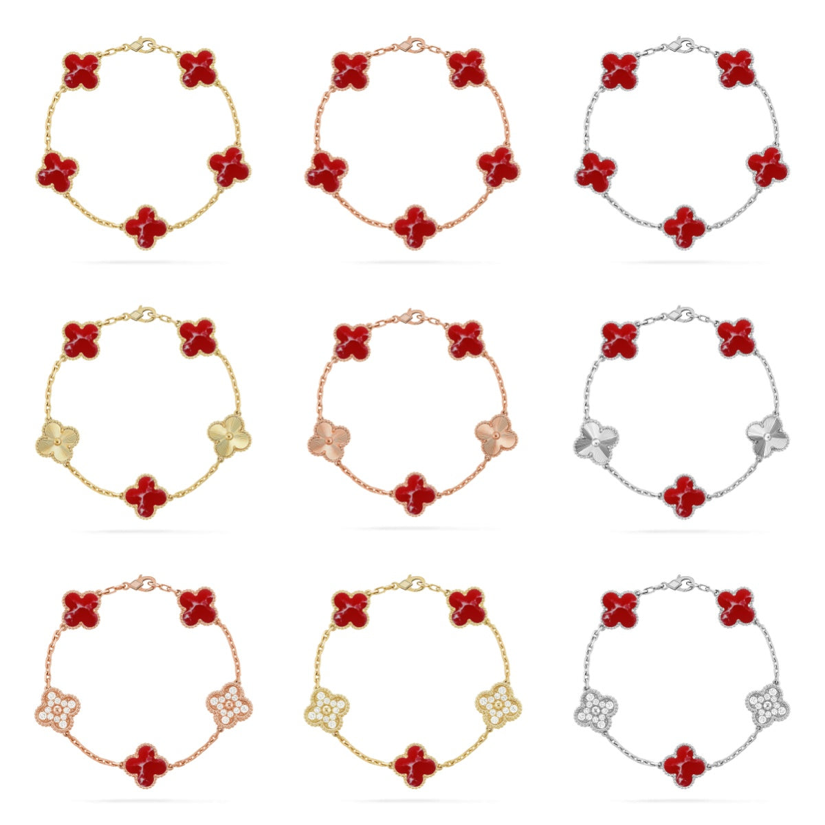 [GALE]CLOVER 5 MOTIF RED PATTERN BRACELET COLLECTION