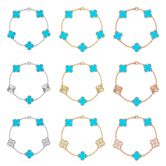 [GALE] CLOVER 5 MOTIF TURQUOISE BRACELET COLLECTION