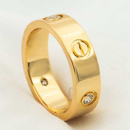 [GALE]LOVE RING 5.5MM 3 DIAMONDS PINK GOLD