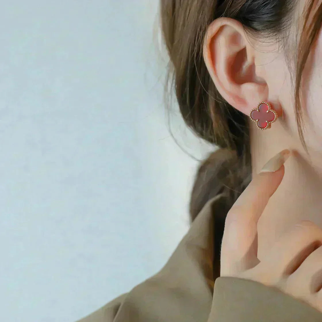 [GALE]CLOVER MEDIUM 1 MOTIFS CARNELIAN  EARRINGS