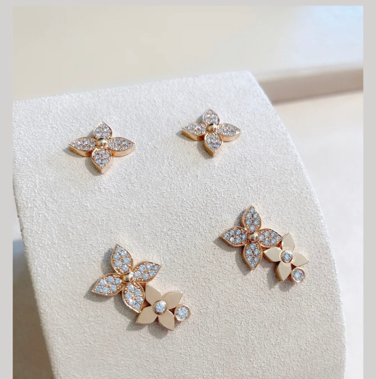 [GALE]STAR BLOSSOM STUD EARRINGS PINK GOLD DIAMONDS