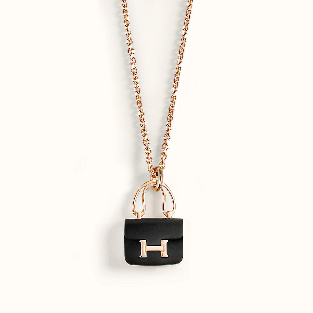 [GALE]CONSTANCE BLACK PEDANT PINK GOLD NECKLACE