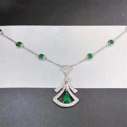 [GALE]DREAM NECKLACE MALACHITE DIAMOND SILVER