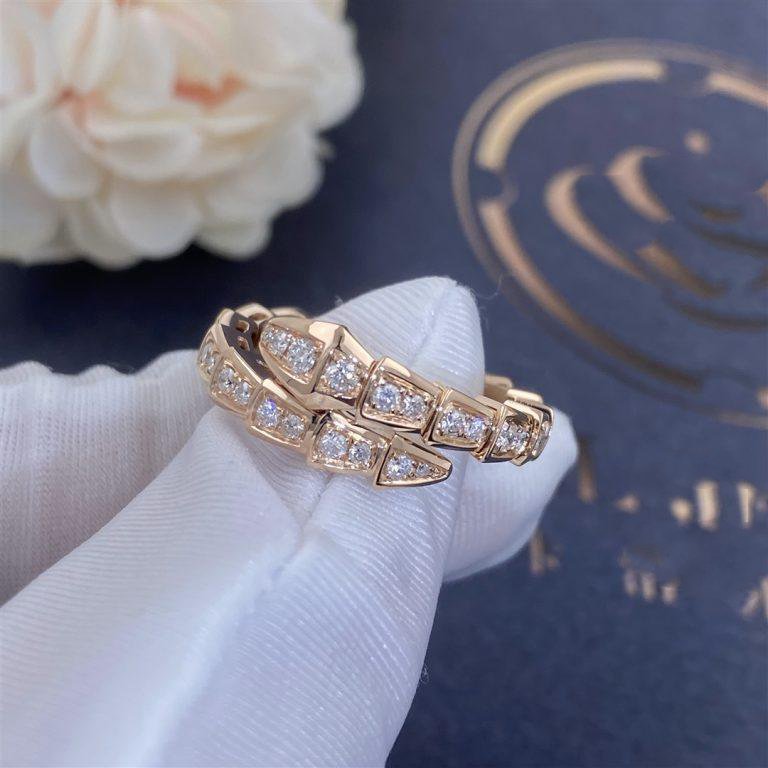 [GALE]SERPENTI RING PINK GOLD DIAMOND PAVED 4MM