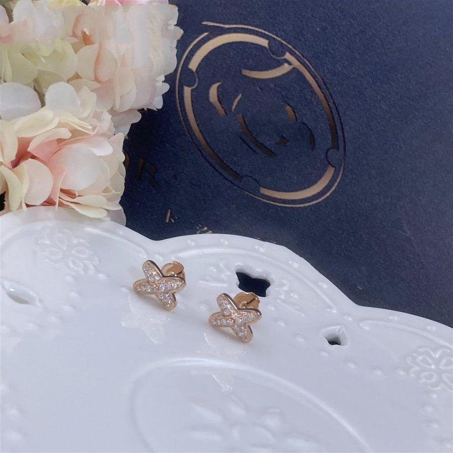 [GALE]JEUX DE PINK GOLD DIAMOND EARRINGS