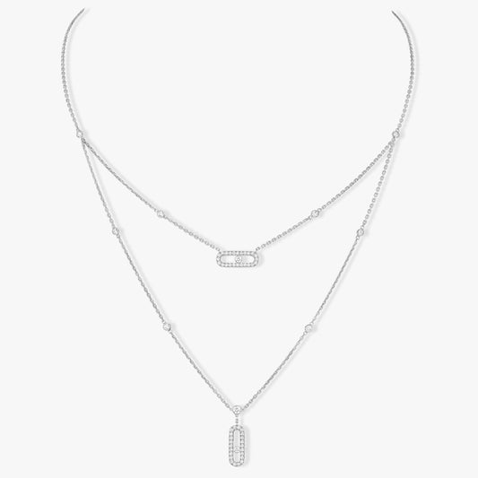 [GALE]MOVE 2 ROW DIAMOND NECKLACE