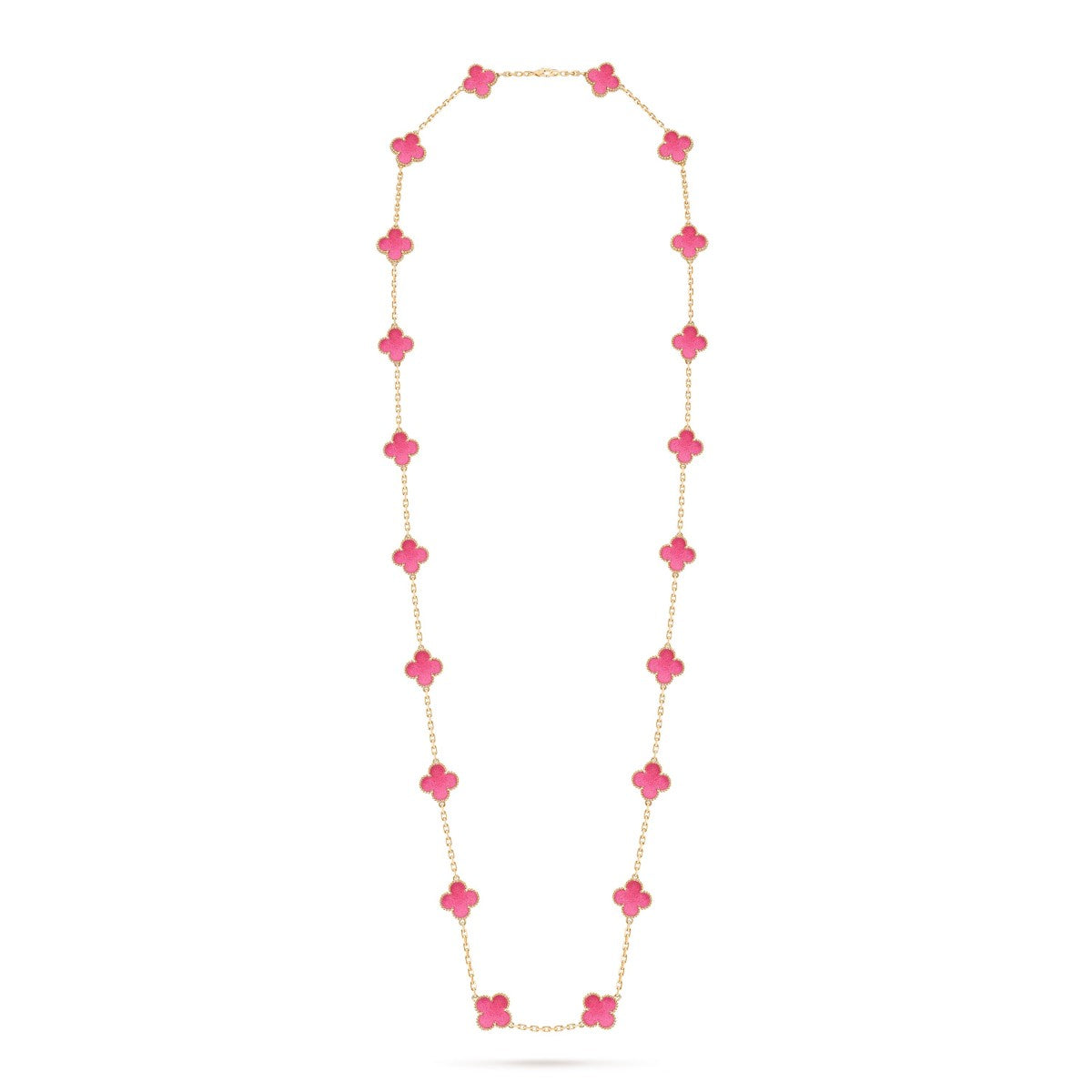 [GALE] NEW CLOVER 20 MOTIFS PINK ENAMEL NECKLACE