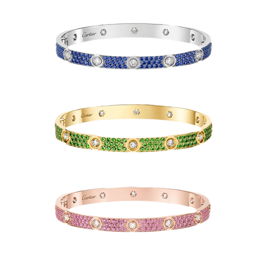 [GALE]2026 PAVE GEMSTONE LOVE BRACELET 6.1MM 10 DIAMONDS