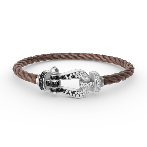 [GALE]FORCE LARGE HORSESHOE BLACK WHITE DIAMOND BRACELET SILVER