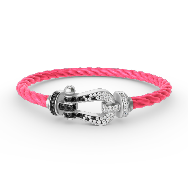 [GALE]FORCE LARGE HORSESHOE BLACK WHITE DIAMOND BRACELET SILVER