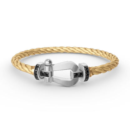 [GALE]FORCE LARGE HORSESHOE BLACK DIAMOND BRACELET SILVER