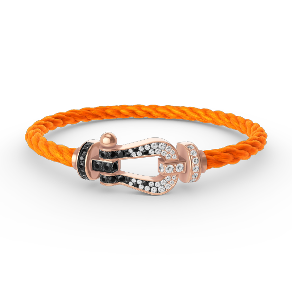 [GALE]FORCE LARGE HORSESHOE BLACK WHITE DIAMOND BRACELET ROSE GOLD