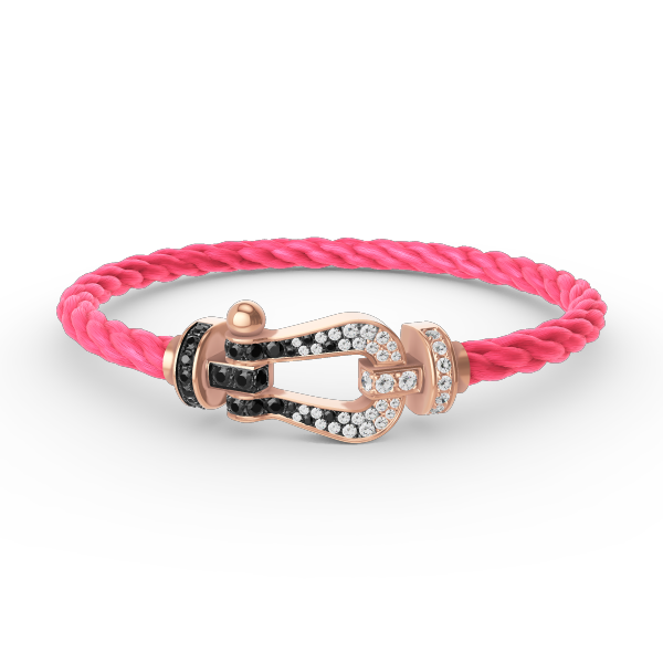 [GALE]FORCE LARGE HORSESHOE BLACK WHITE DIAMOND BRACELET ROSE GOLD