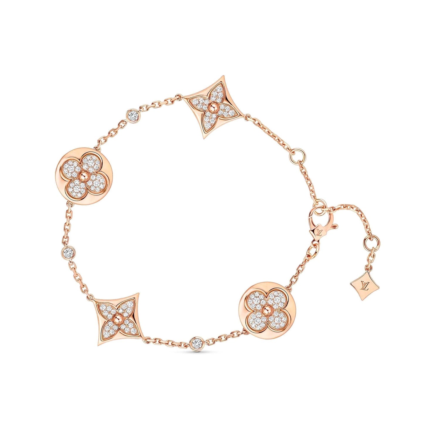 [GALE]STAR AND SUN 4 MOTIFS GOLD DIAMONDS BRACELET