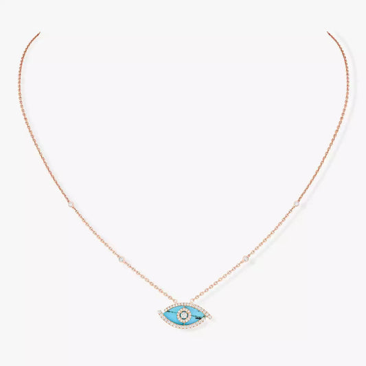 [GALE]Lucky Eye Diamond Necklace in Rose Gold and Turquoise
