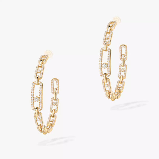 [[GALE]Move Link Diamond Hoop Earrings