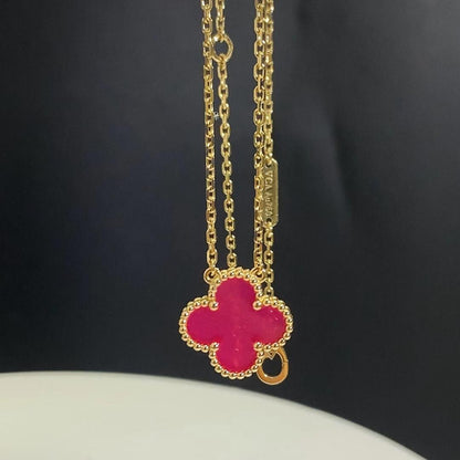 [GALE] NEW CLOVER 15MM PINK ENAMEL NECKLACE