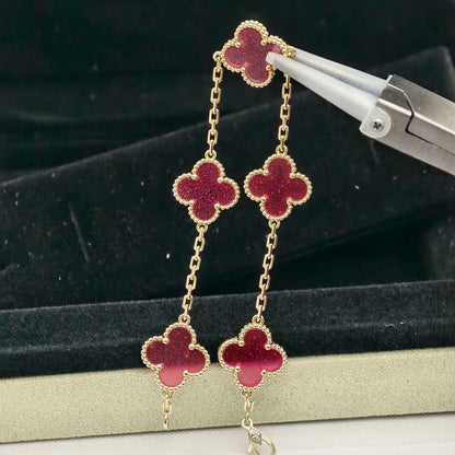 [GALE]NEW CLOVER 5 MOTIFS PINK ENAMEL BRACELET
