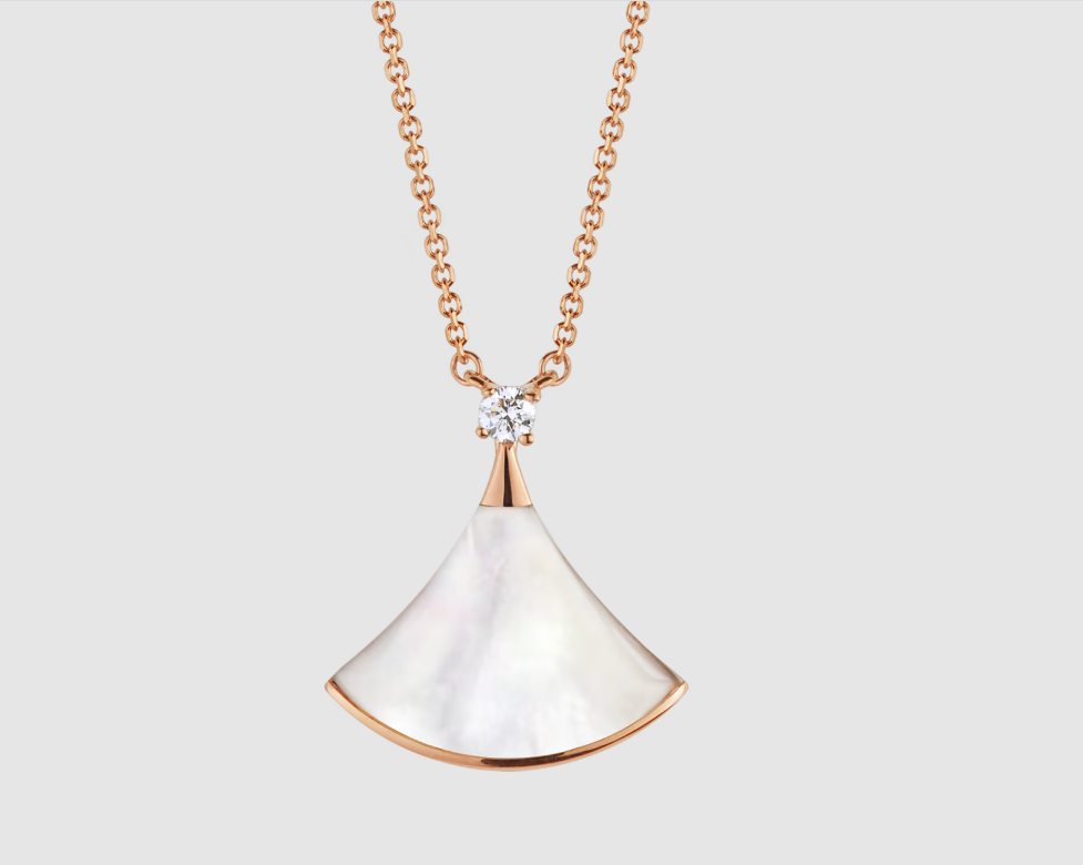 [GALE]DREAM NECKLACE WHITE MOP PINK GOLD 1 DIAMOND