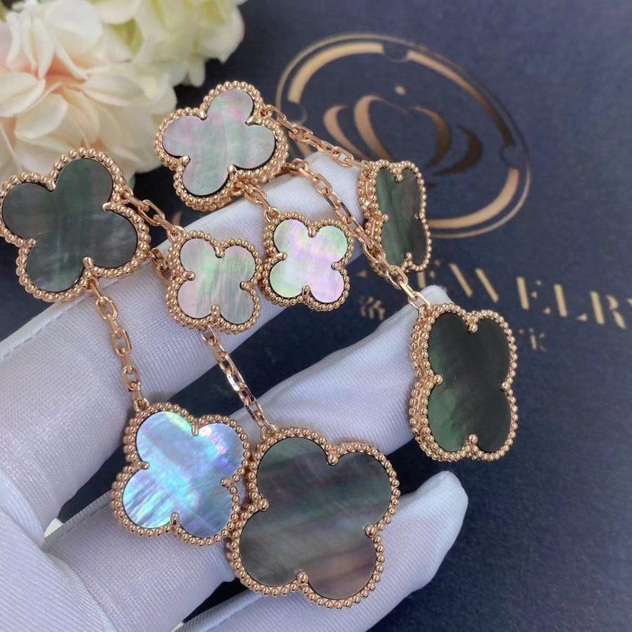 [GALE]CLOVER EARRINGS DARK MOP 4 MOTIFS ROSE GOLD