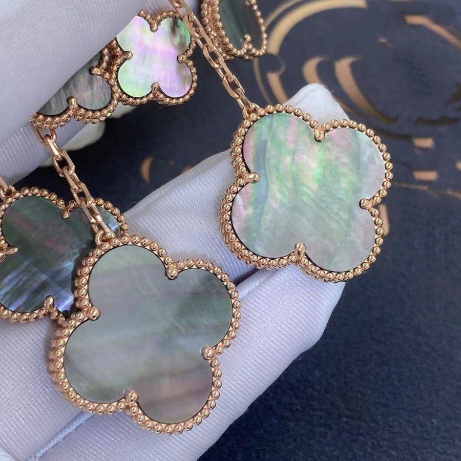 [GALE]CLOVER EARRINGS DARK MOP 4 MOTIFS ROSE GOLD