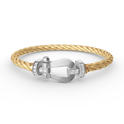 [GALE]FORCE LARGE HORSESHOE HALF DIAMOND BRACELET SILVER