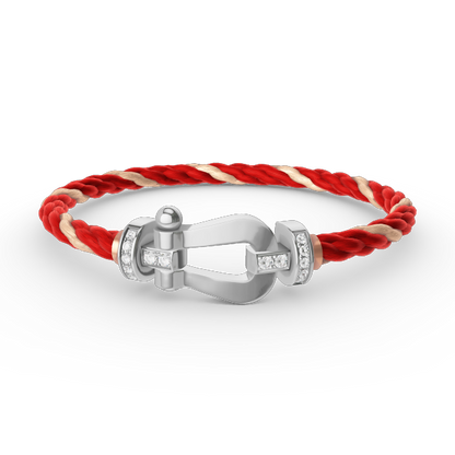 [GALE]FORCE LARGE HORSESHOE HALF DIAMOND BRACELET SILVER